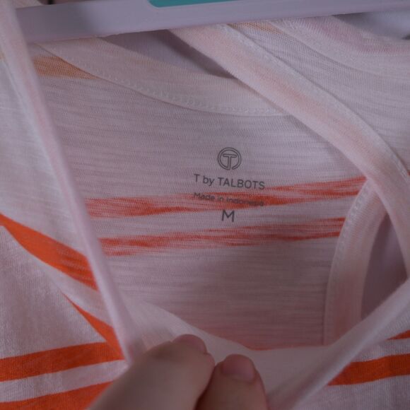 T by Talbots Womens Medium Striped Scoop / Crew Neck 3/4 Sleeve Tee T-Shirt - Picture 3 of 8